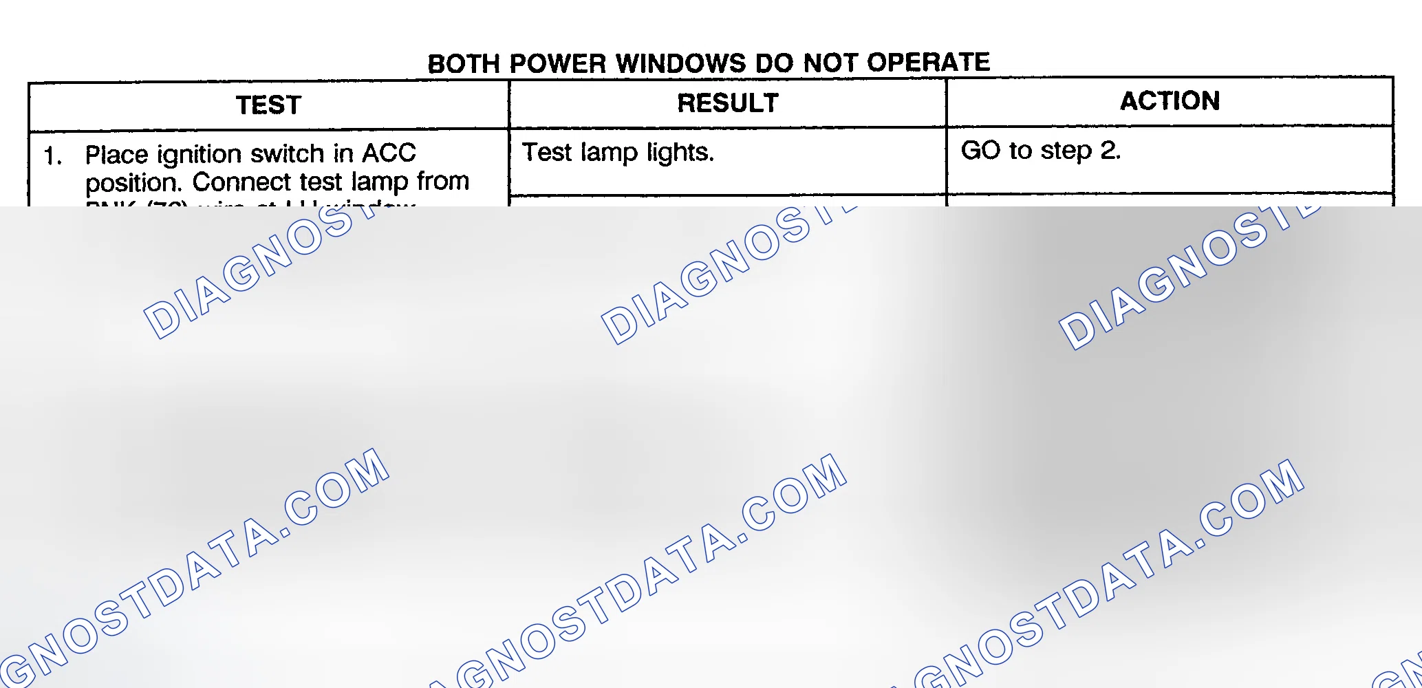 Scheme 28: TEST A: BOTH POWER WINDOWS DO NOT OPERATE (2-DOOR & EXTENDED CAB)