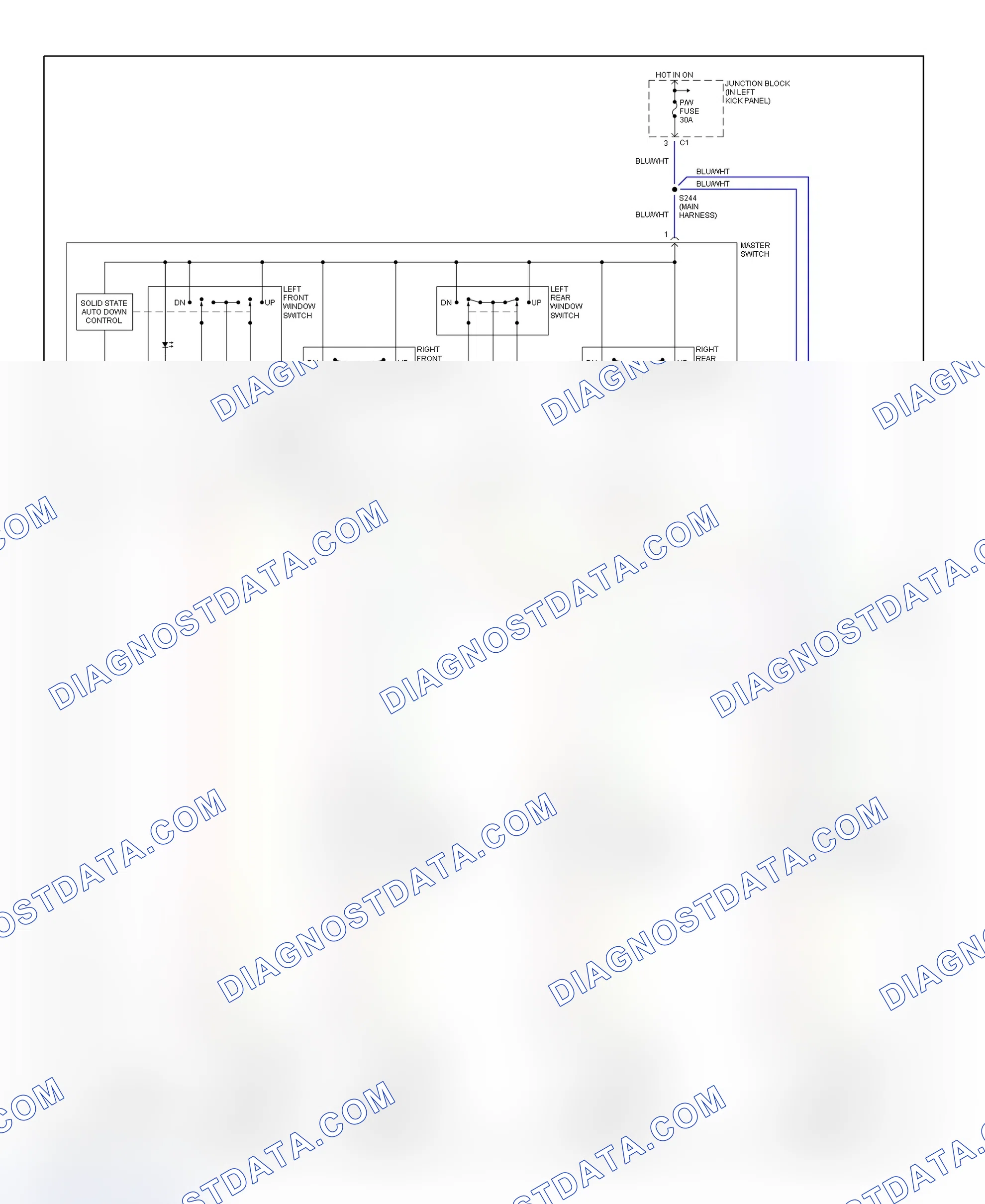 Fig. 2: Power Window System Wiring Diagram (Tracker)