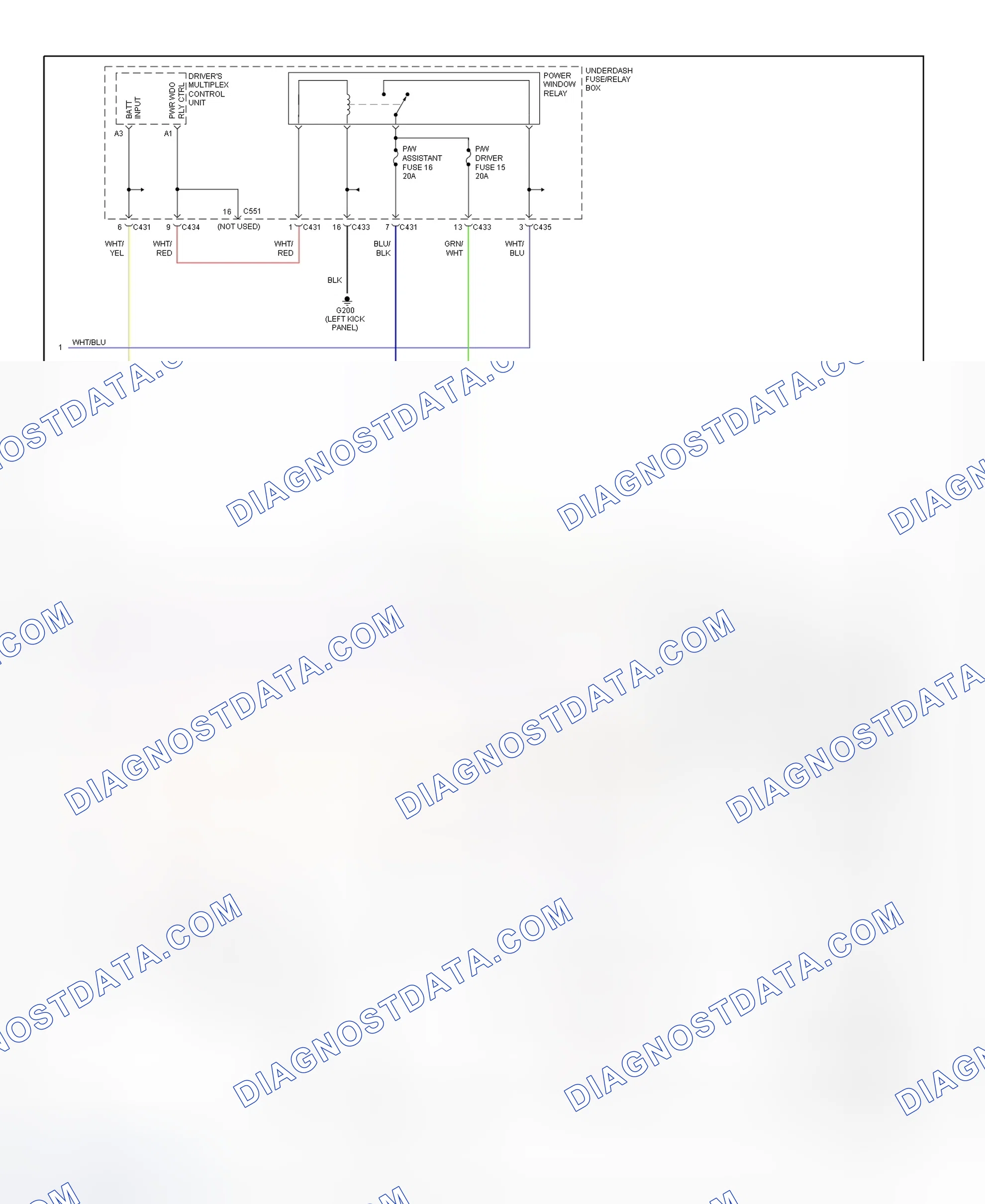 Fig. 17: Power Windows System Schematic (Prelude - 2 Of 2)