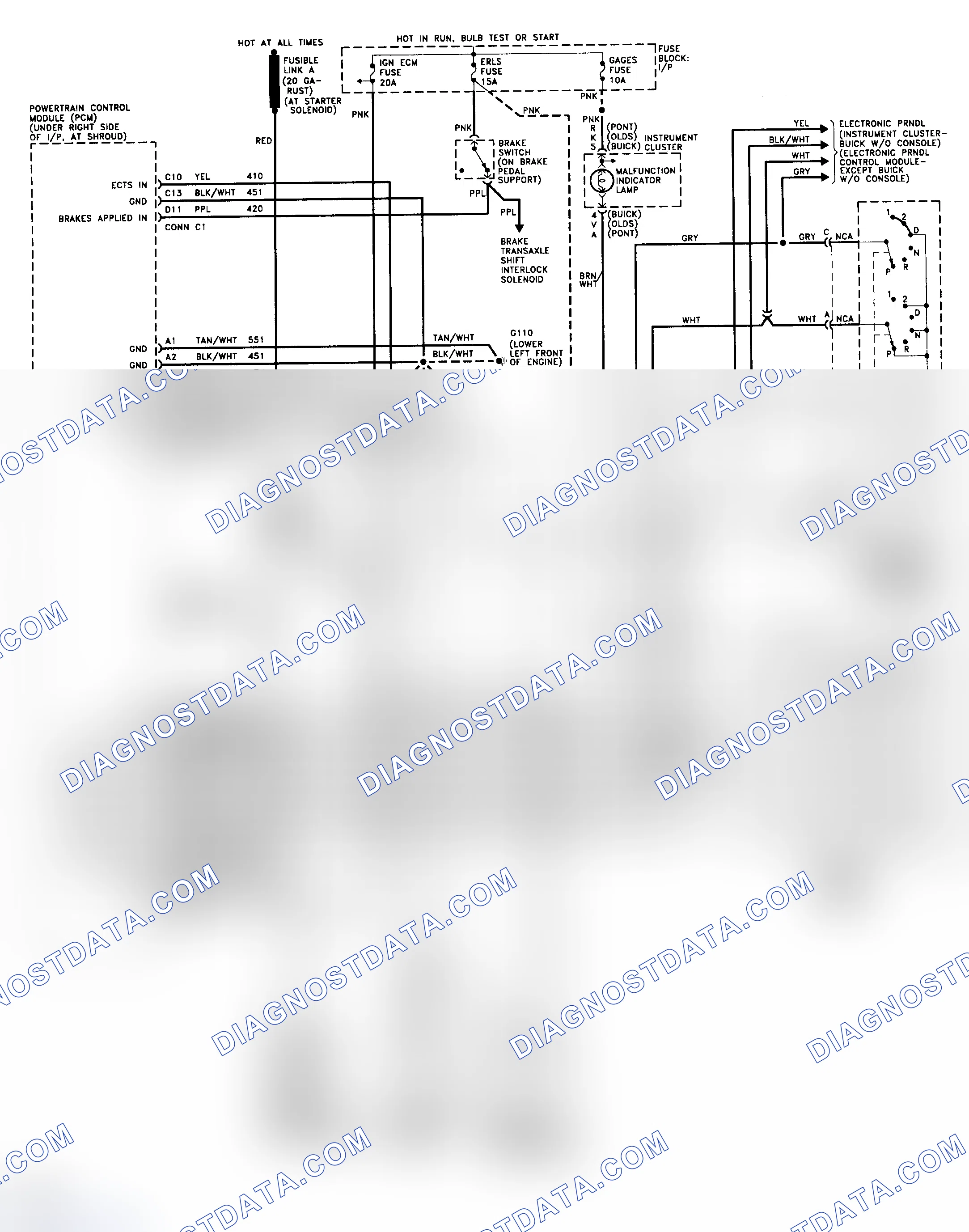 Scheme 193: 4T60-E Wiring Diagram (Achieva, Grand Am & Skylark - 2.3L)