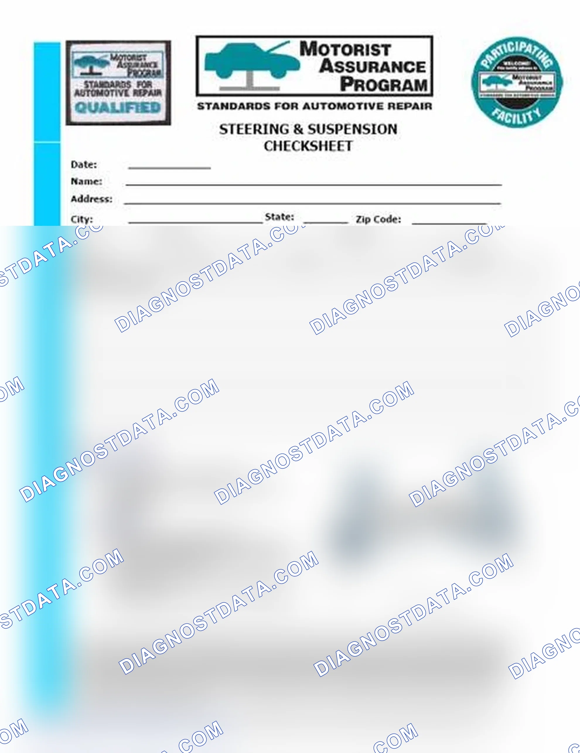 Scheme 11: Steering & Suspension Checksheet (1 Of 2)