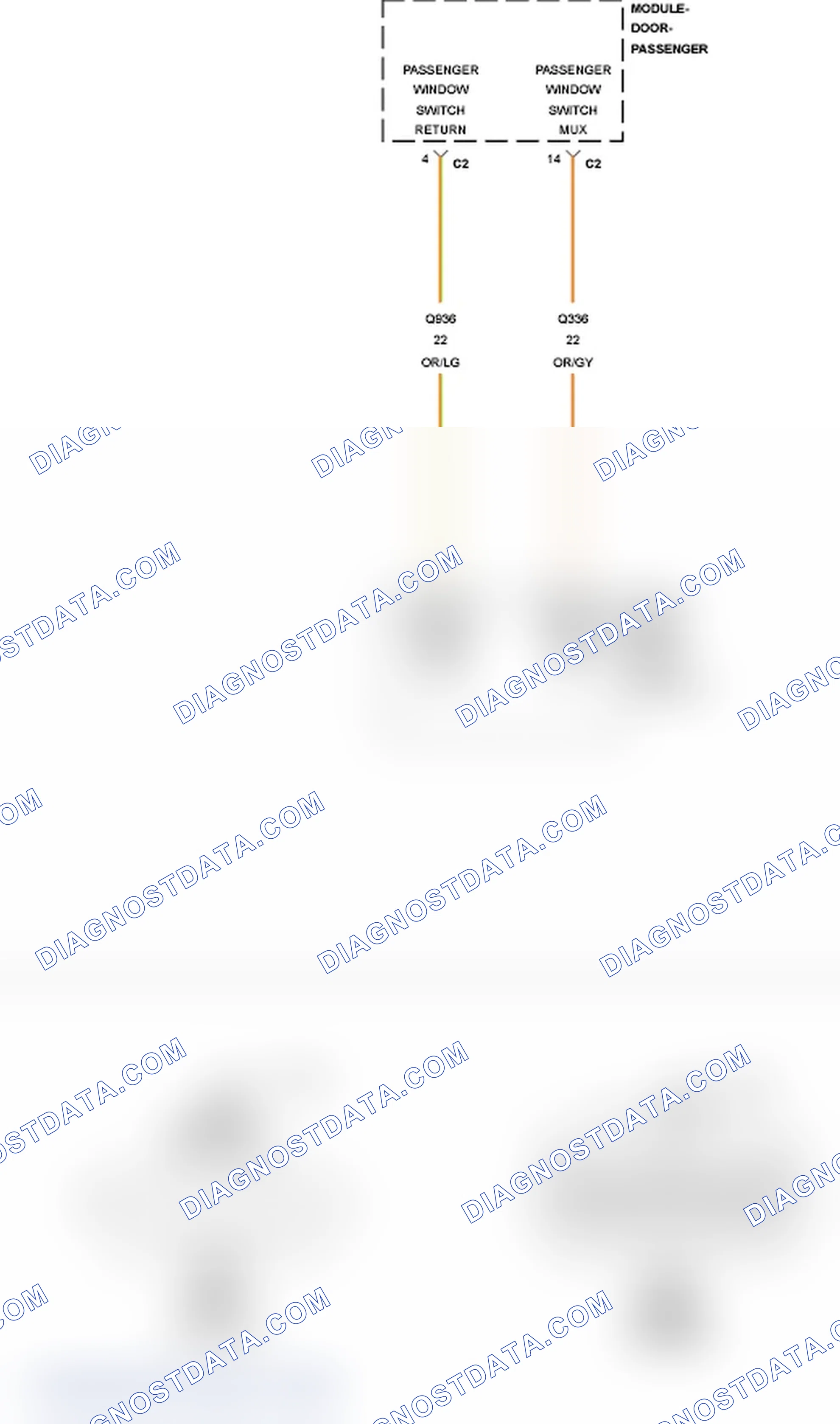 Scheme 387: B1911-PASSENGER WINDOW SWITCH CIRCUIT LOW