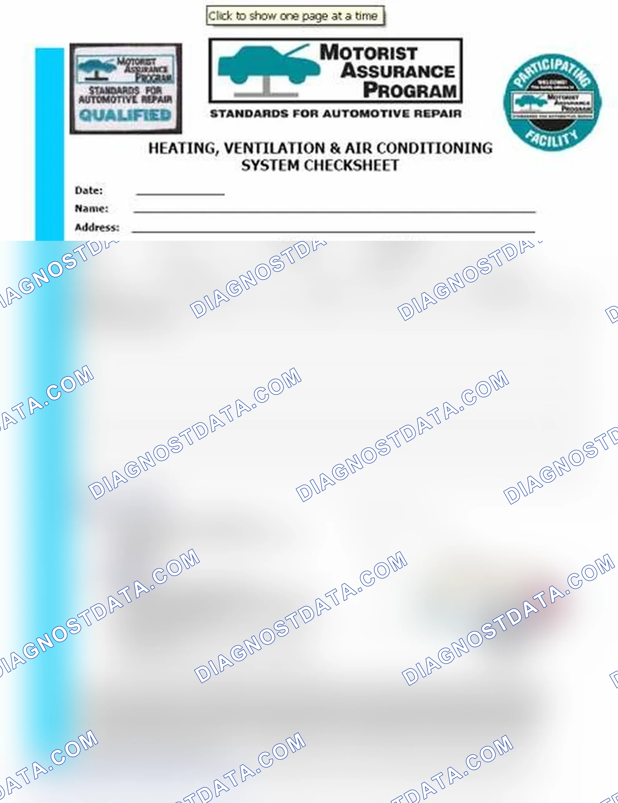 Scheme 15: Heating, Ventilation & Air Conditioning System Checksheet (1 Of 2)