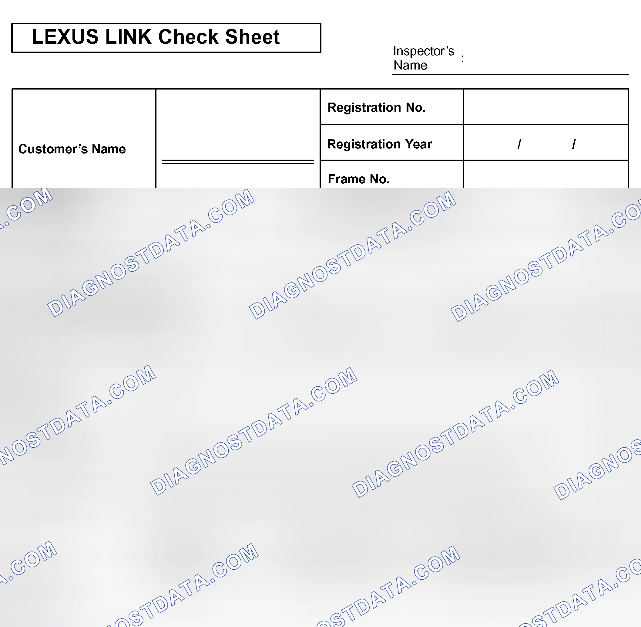 Fig. 2: Lexus Link System Customer Problem Analysis Check Sheet