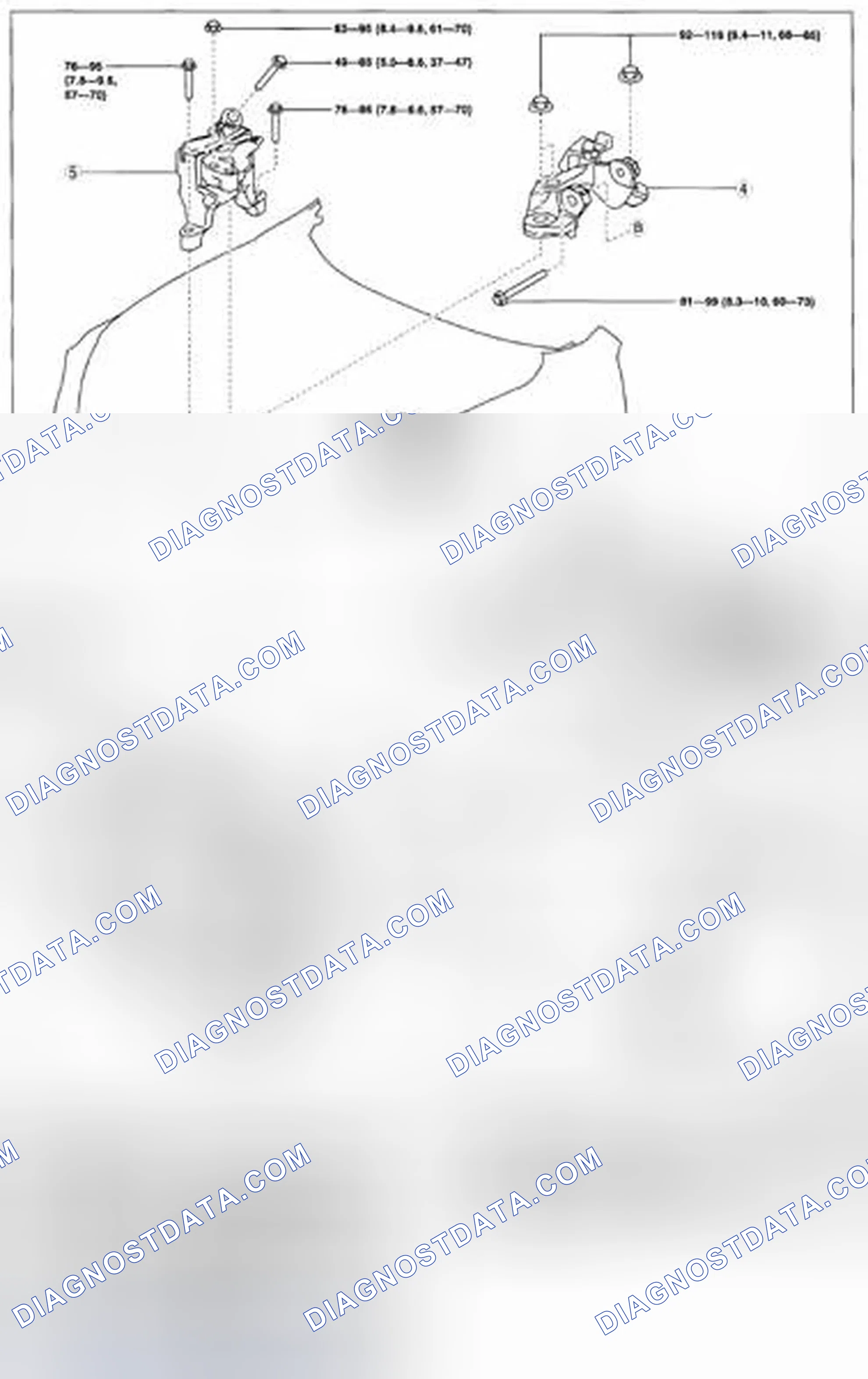 Scheme 191: Identifying Bracket Plate, Engine Mount Rubbers, Brackets, Nuts And Bolt With Torque Specifications (2WD)