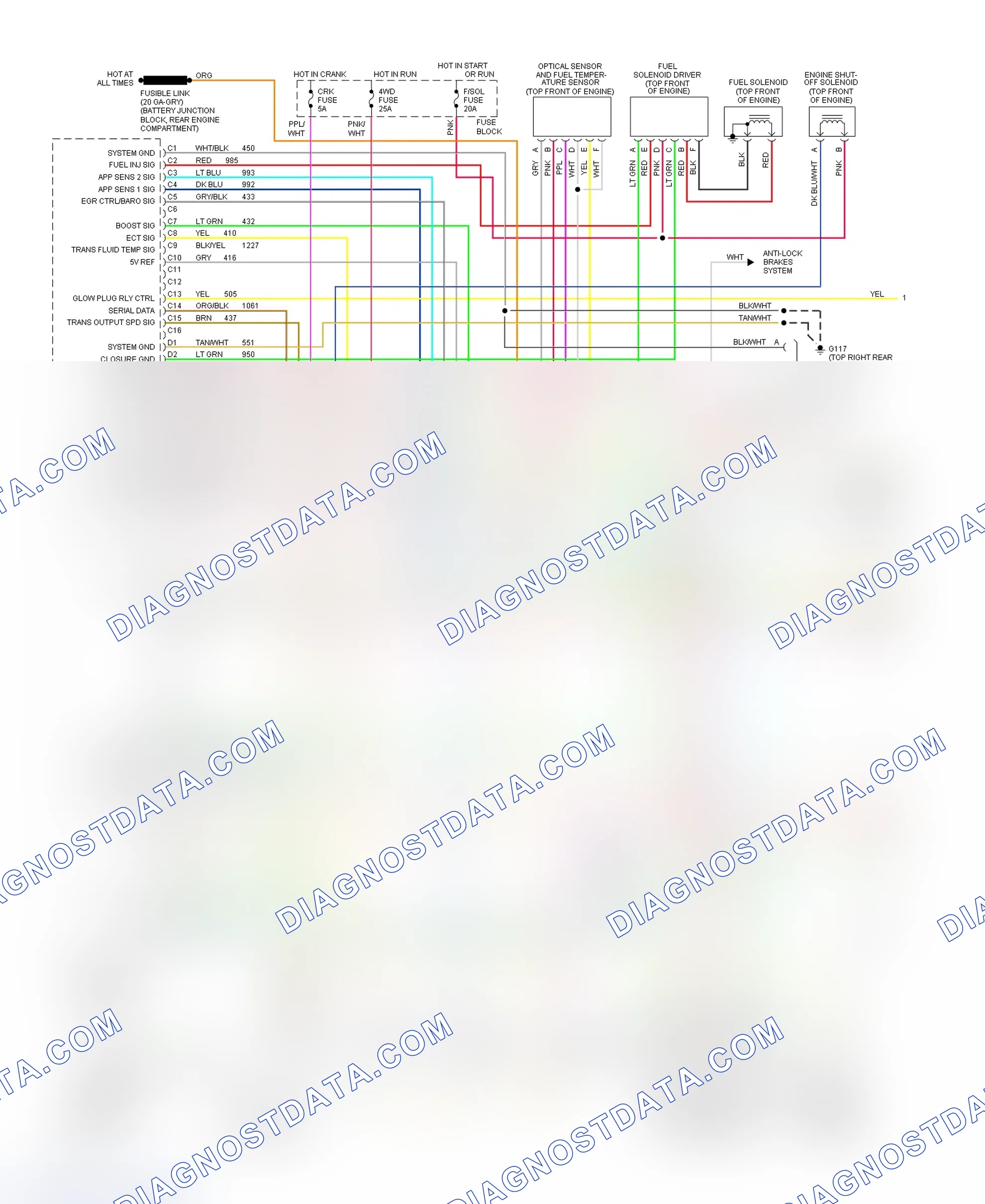 Scheme 250: Wiring Diagram For Blazer, Pickup, Sierra, Suburban & Yukon With M/T (1 Of 2)