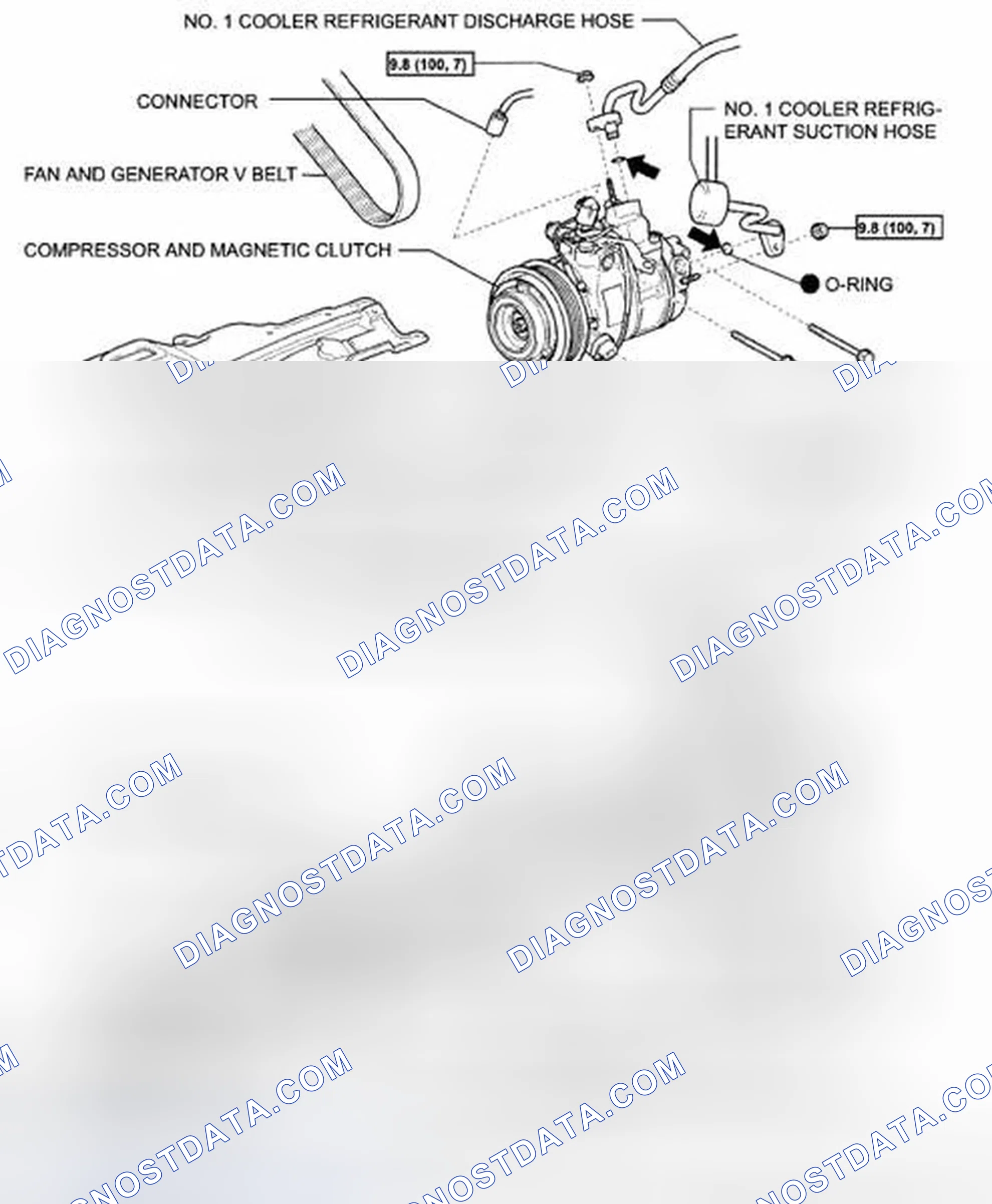 Scheme 164: Identifying Compressor And Magnetic Clutch Components With Torque Specifications