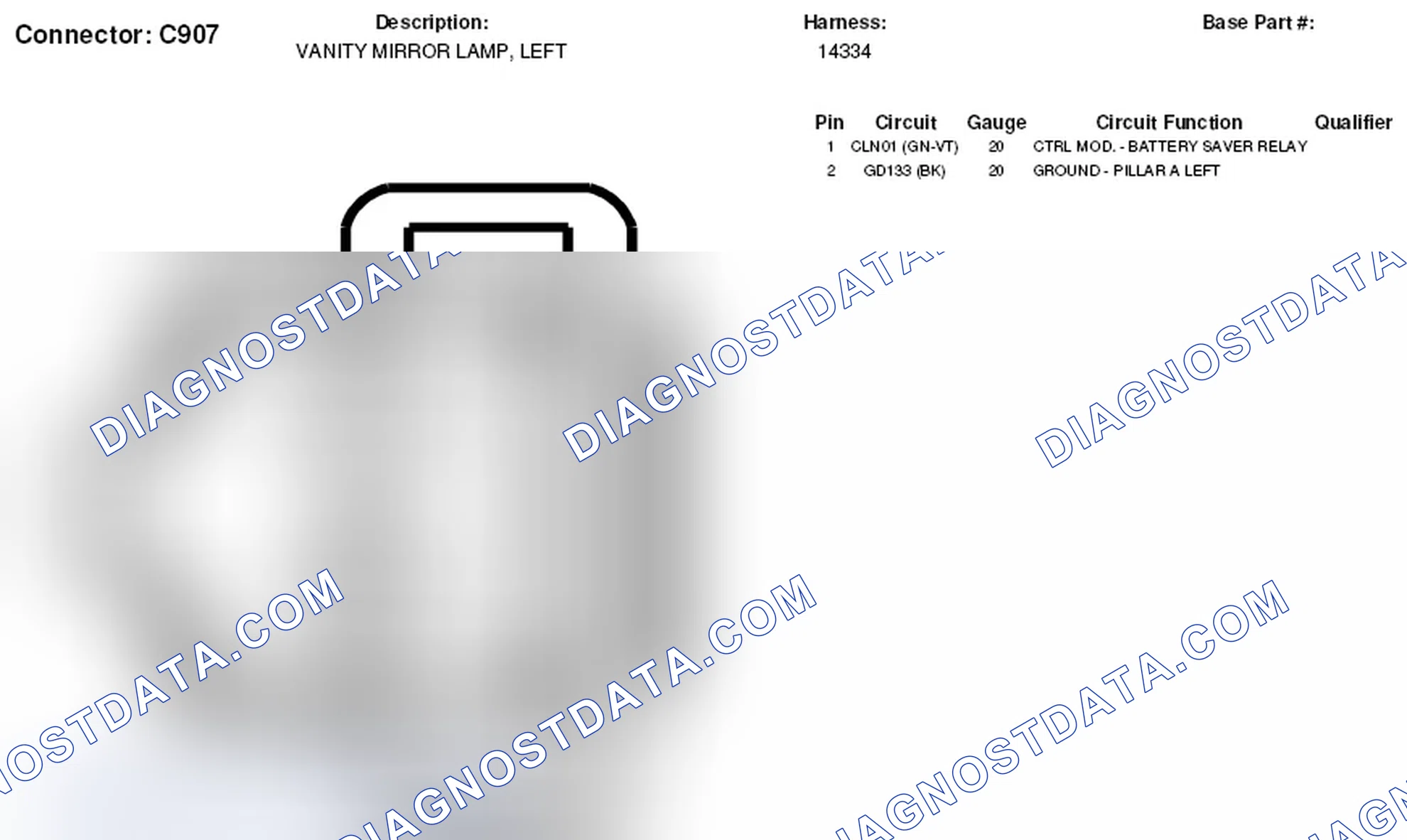 Scheme 241: Left Vanity Mirror Lamp Connector End View (C907)
