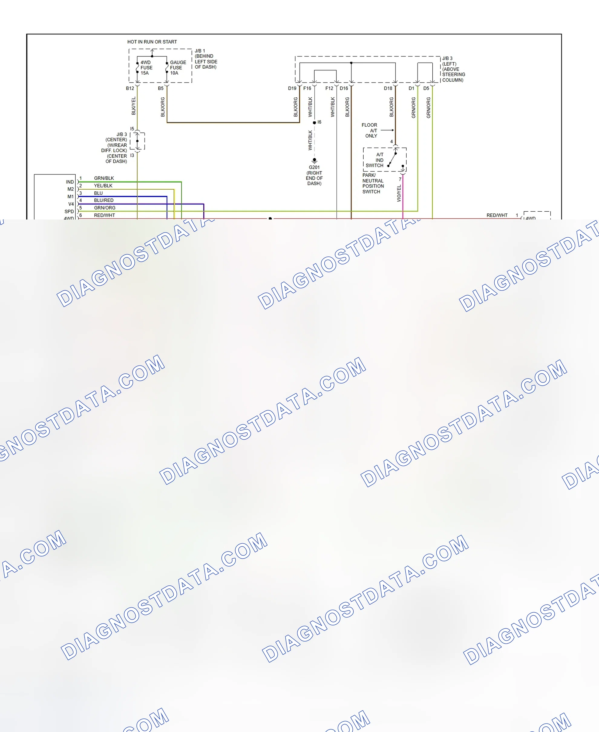 Fig. 7: Automatic Disconnecting Differential System Wiring Diagram (1999 Tacoma With 2-4 Select Switch)