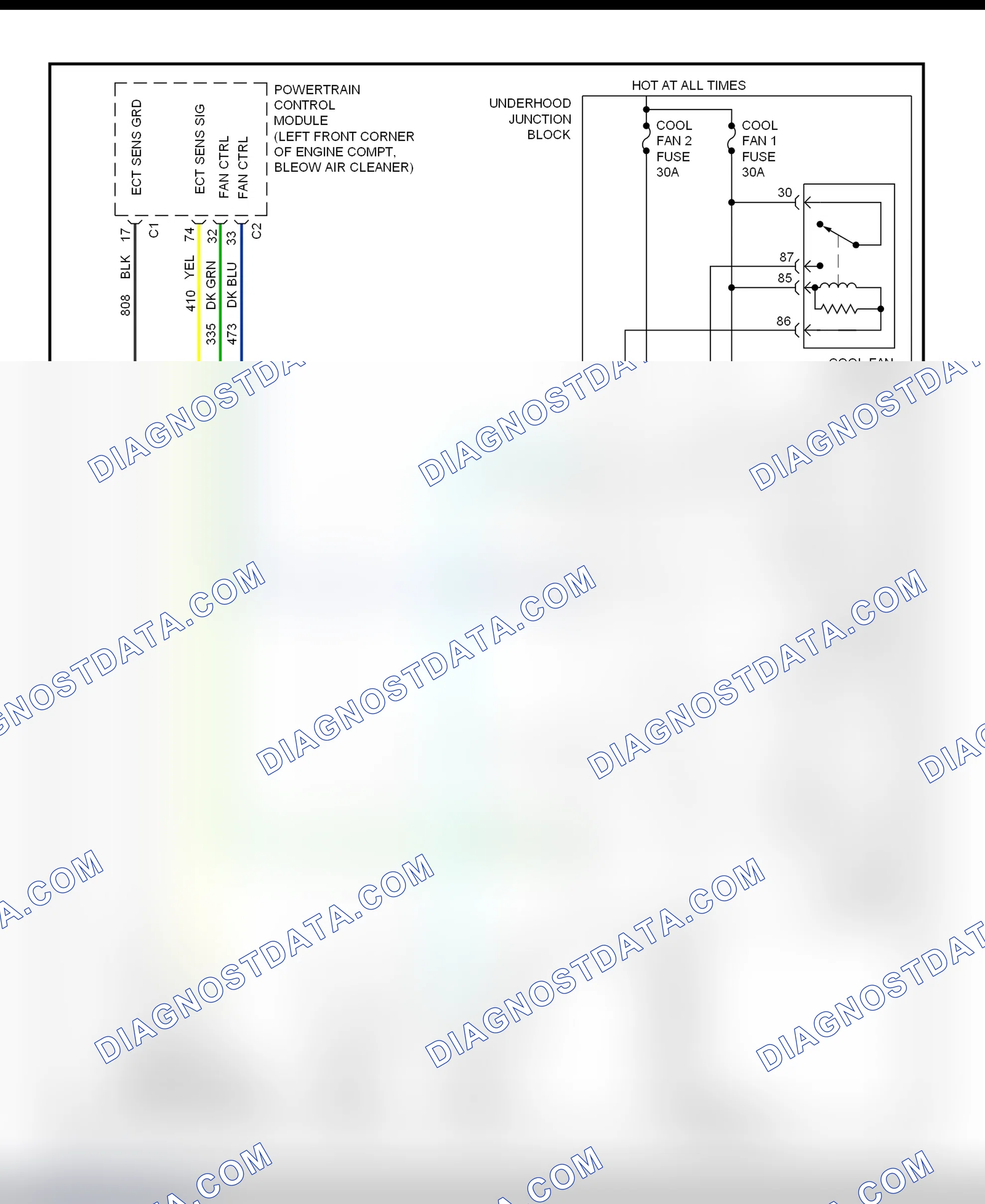 Scheme 23: Cooling Fan System Wiring Diagram (1998 Seville)