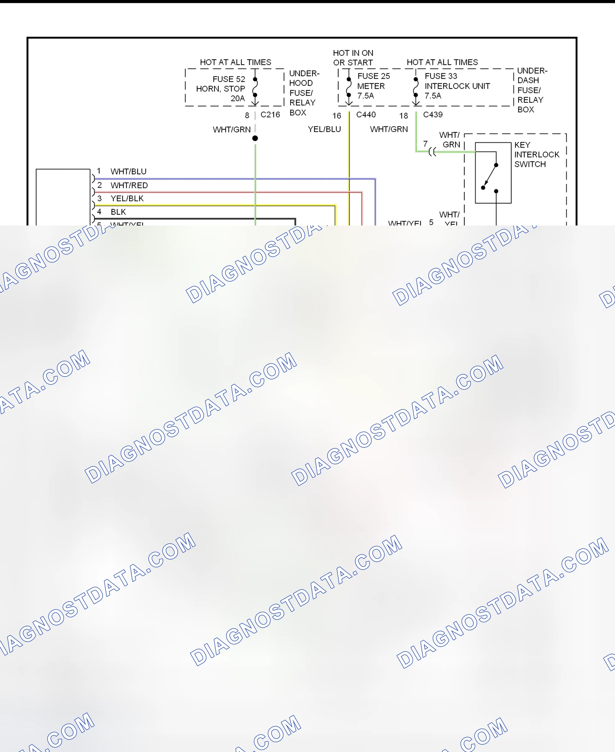 Scheme 121: Shift & Key Interlock System Wiring Schematic (1998 Acura Integra)