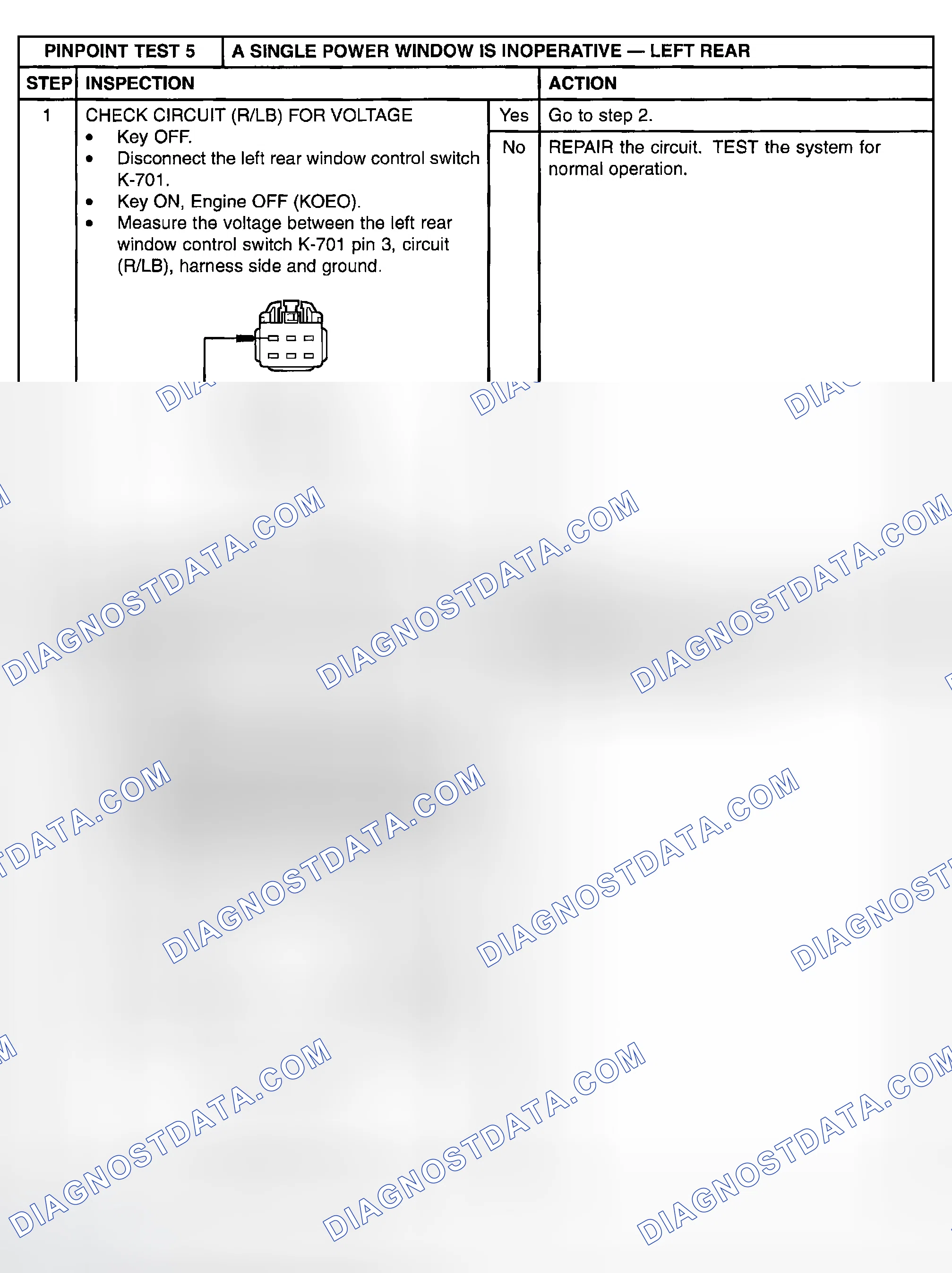 Scheme 17: PINPOINT TEST 5: A SINGLE POWER WINDOW IS INOPERATIVE - LEFT REAR