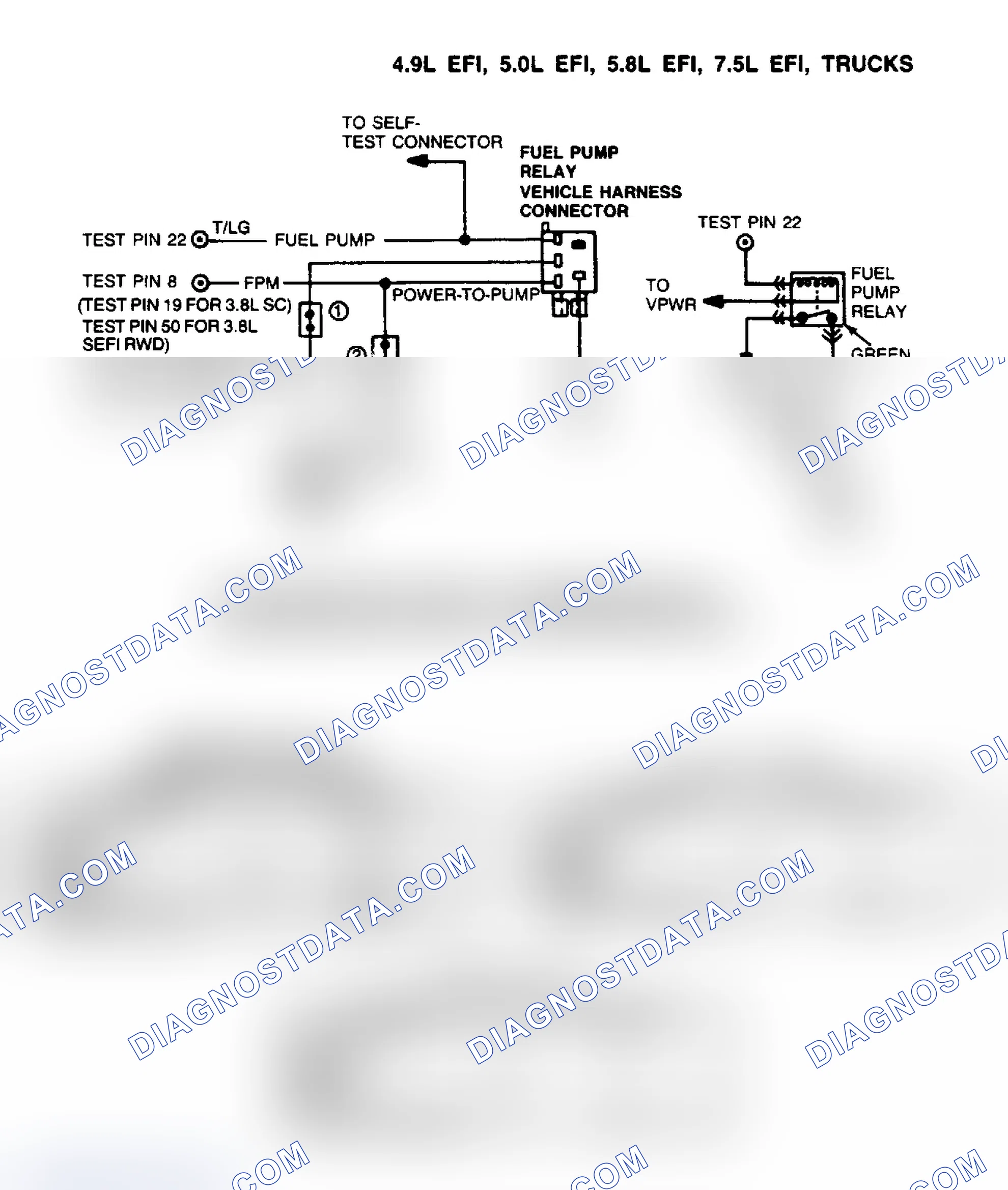 Scheme 186: 4.9L Fuel Pump Circuit Wiring Diagram