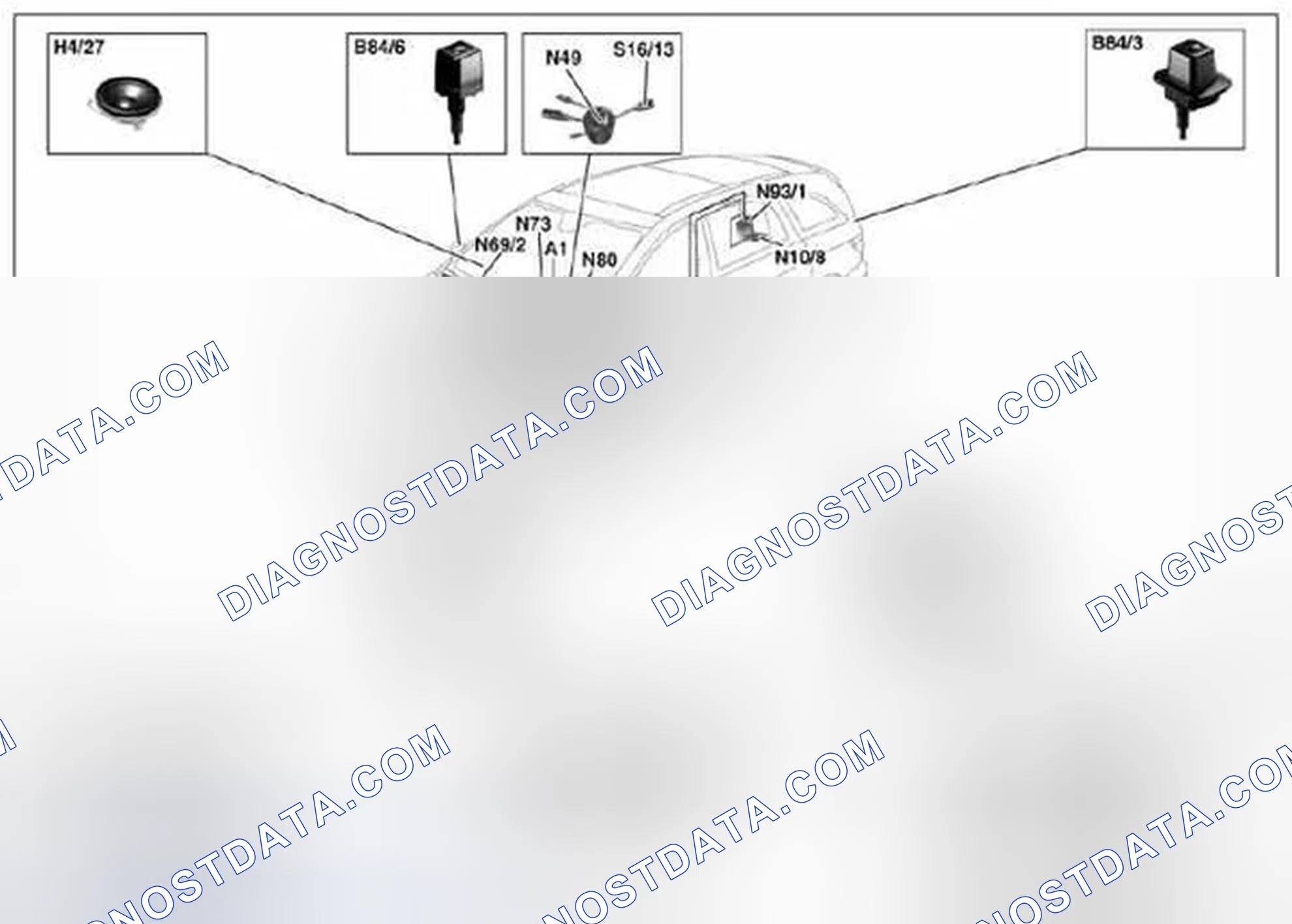 Scheme 59: Backup camera (RFK) location of components - GF54.65-P-0005-01RTJ