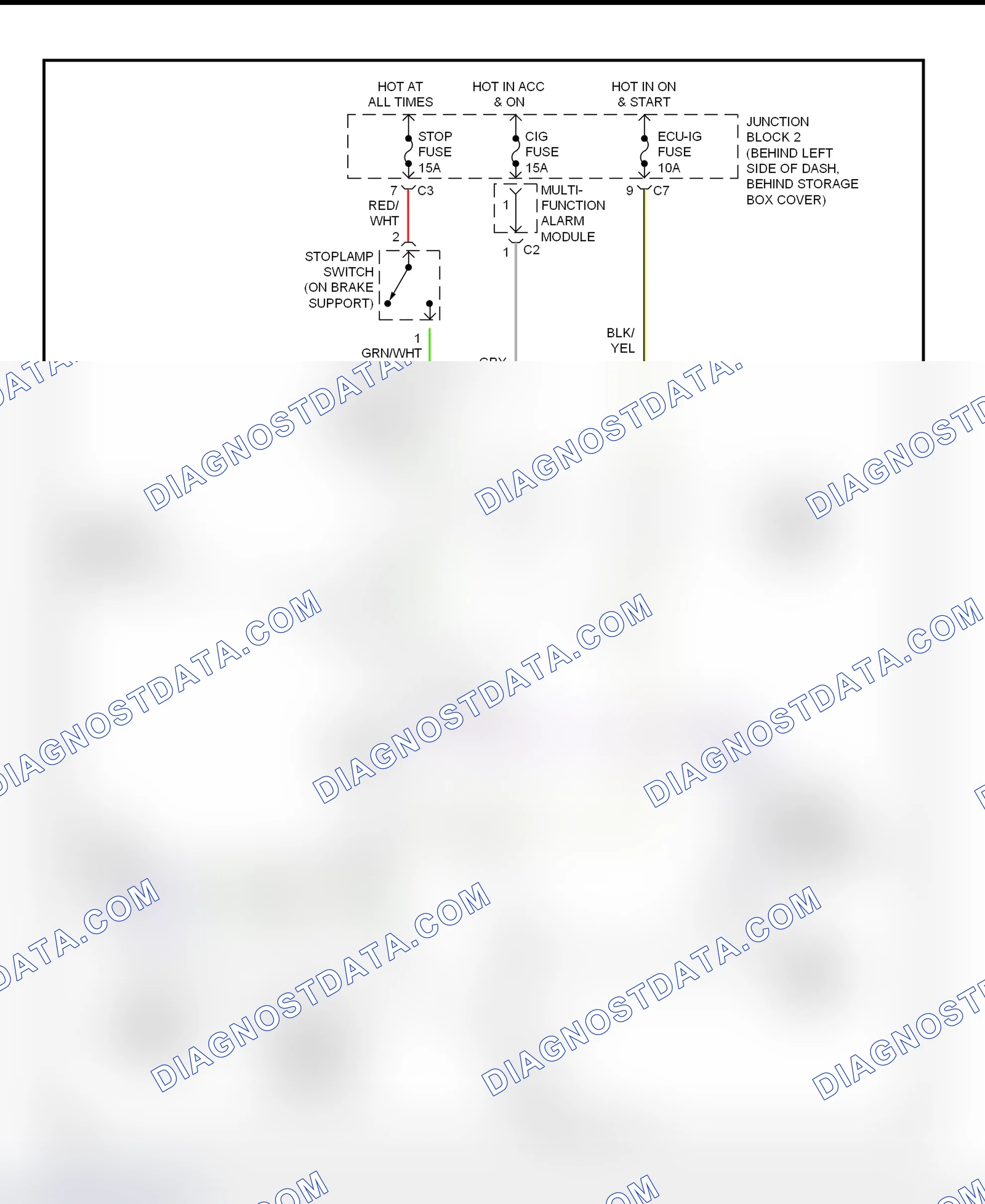 Fig. 38: Shift Interlock System Wiring Diagram (1999 Prizm)