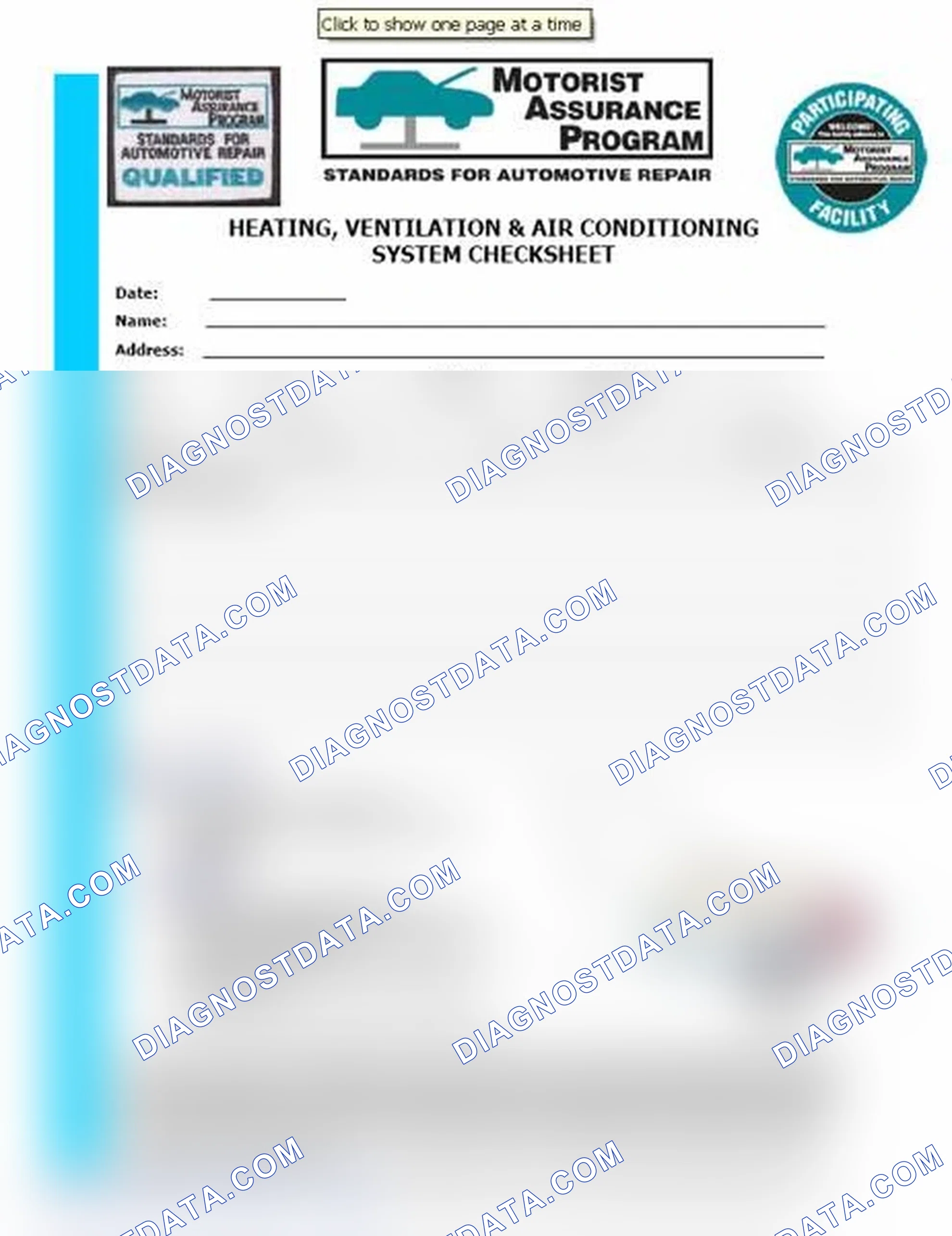 Scheme 15: Heating, Ventilation & Air Conditioning System Checksheet (1 Of 2)