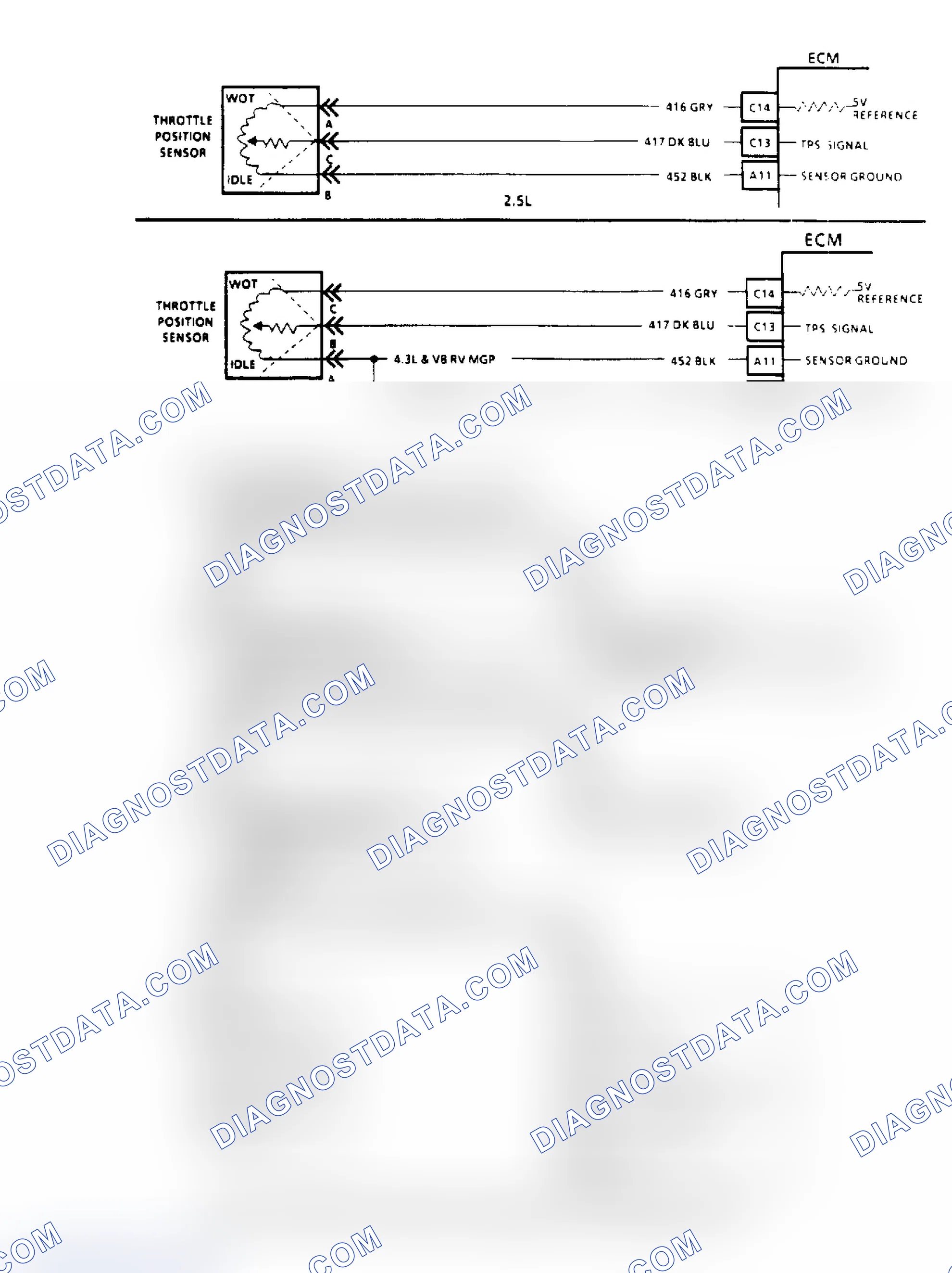 Scheme 53: Code 22, TPS Signal Voltage Low Flow Chart & Schematic