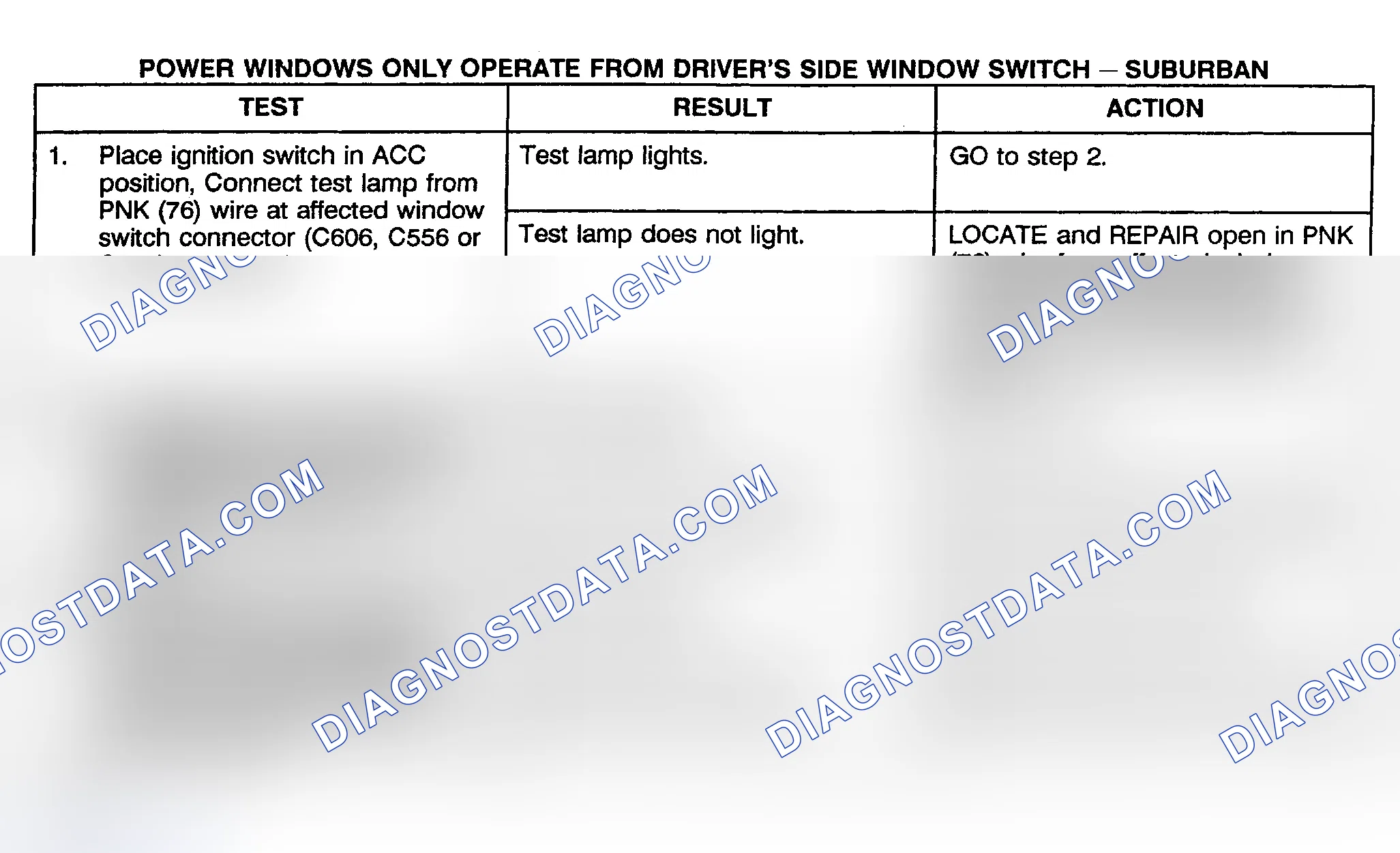 Scheme 8: TEST F: POWER WINDOWS ONLY OPERATE FROM DRIVER'S SIDE WINDOW SWITCH - SUBURBAN, CREW CAB & UTILITY