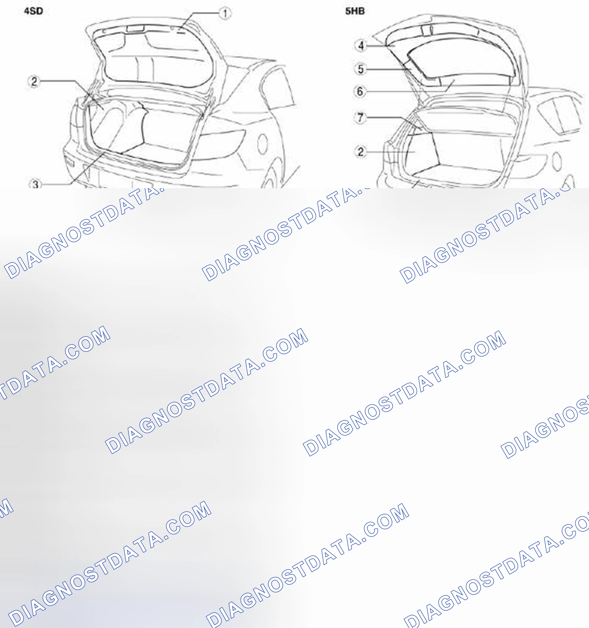Scheme 58: Locating Liftgate Side Trim Components (4SD/5HB)