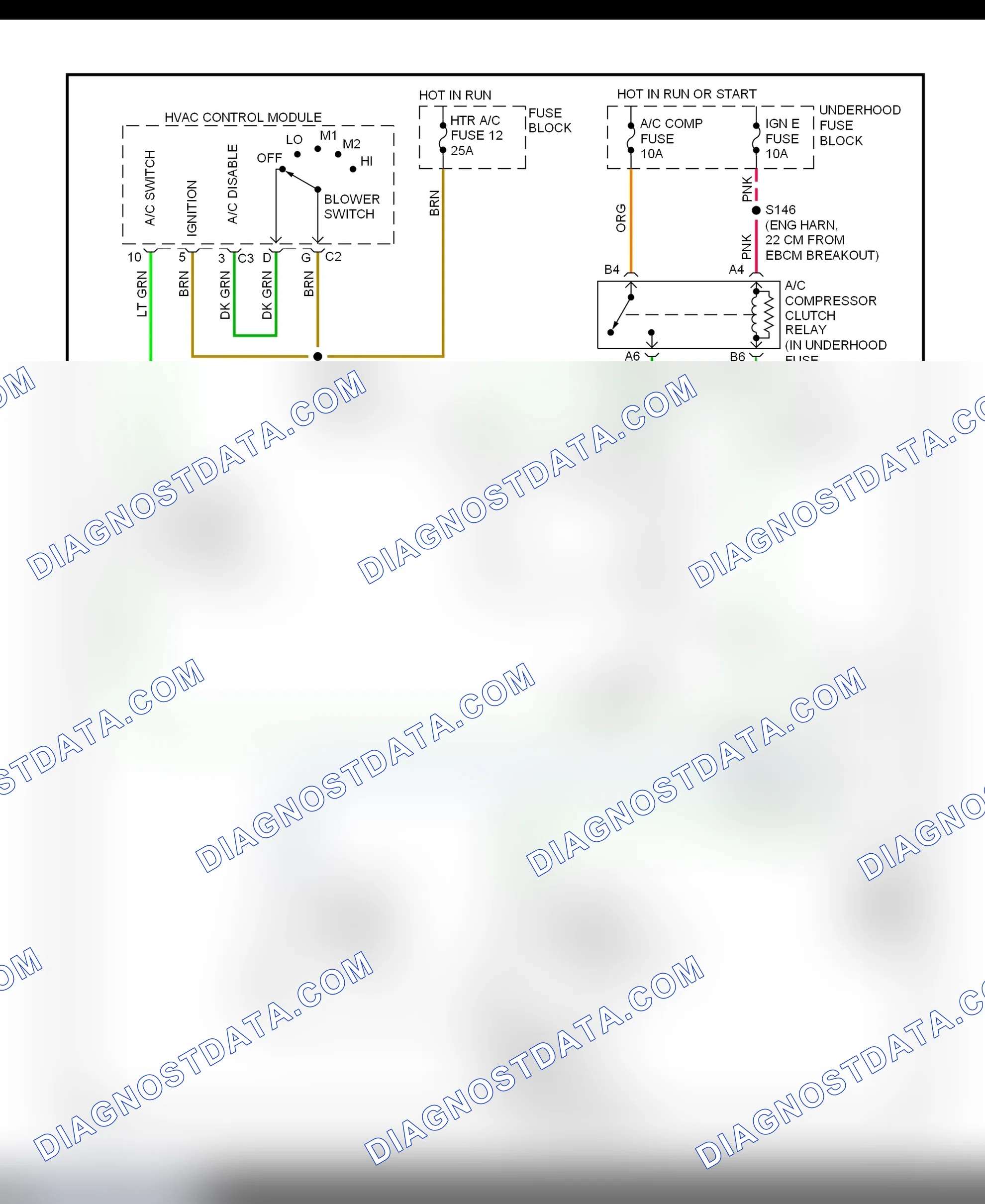 Scheme 43: A/C Compressor Clutch Control Circuit Wiring Diagram (2000 "C" & "K" Pickup, Escalade, Tahoe & Yukon - 5.7L VIN R & 7.4 VIN J)