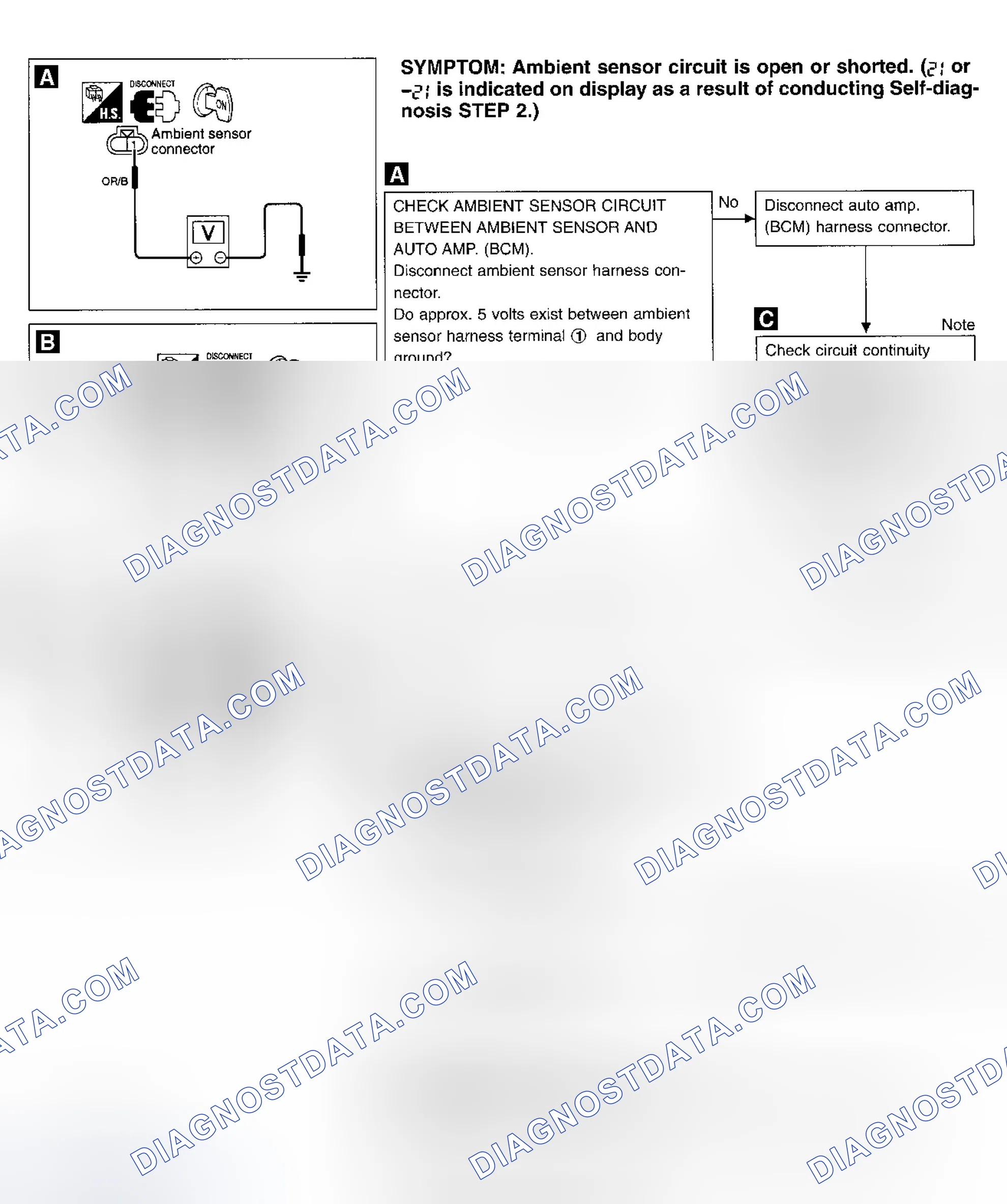 Scheme 9: DIAGNOSTIC PROCEDURE 1 - AMBIENT TEMP SENSOR CIRCUIT OPEN OR SHORTED