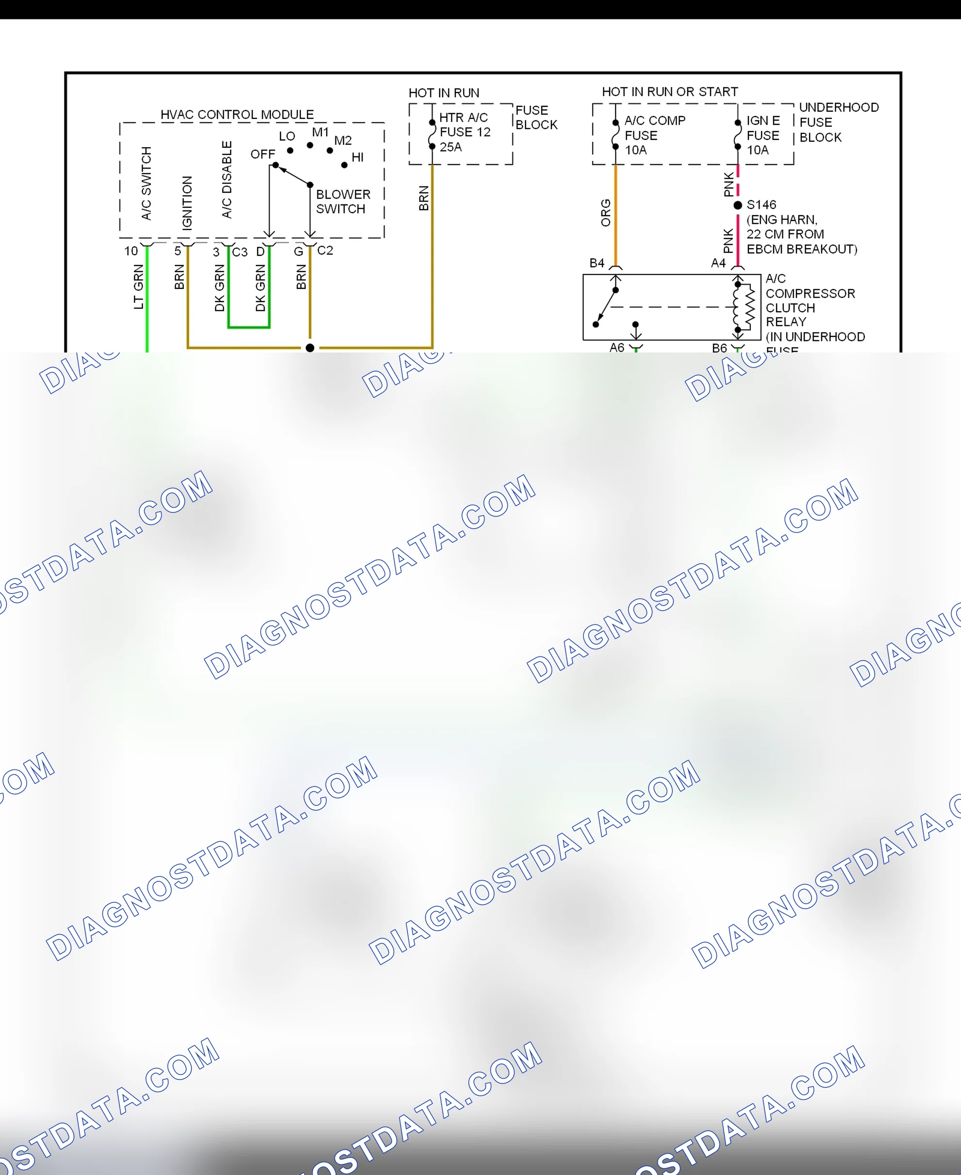 Scheme 13: A/C Compressor Clutch Control Circuit Wiring Diagram ("C" & "K" Pickups, Escalade, Suburban, Tahoe & Yukon - Except Diesel Engine)
