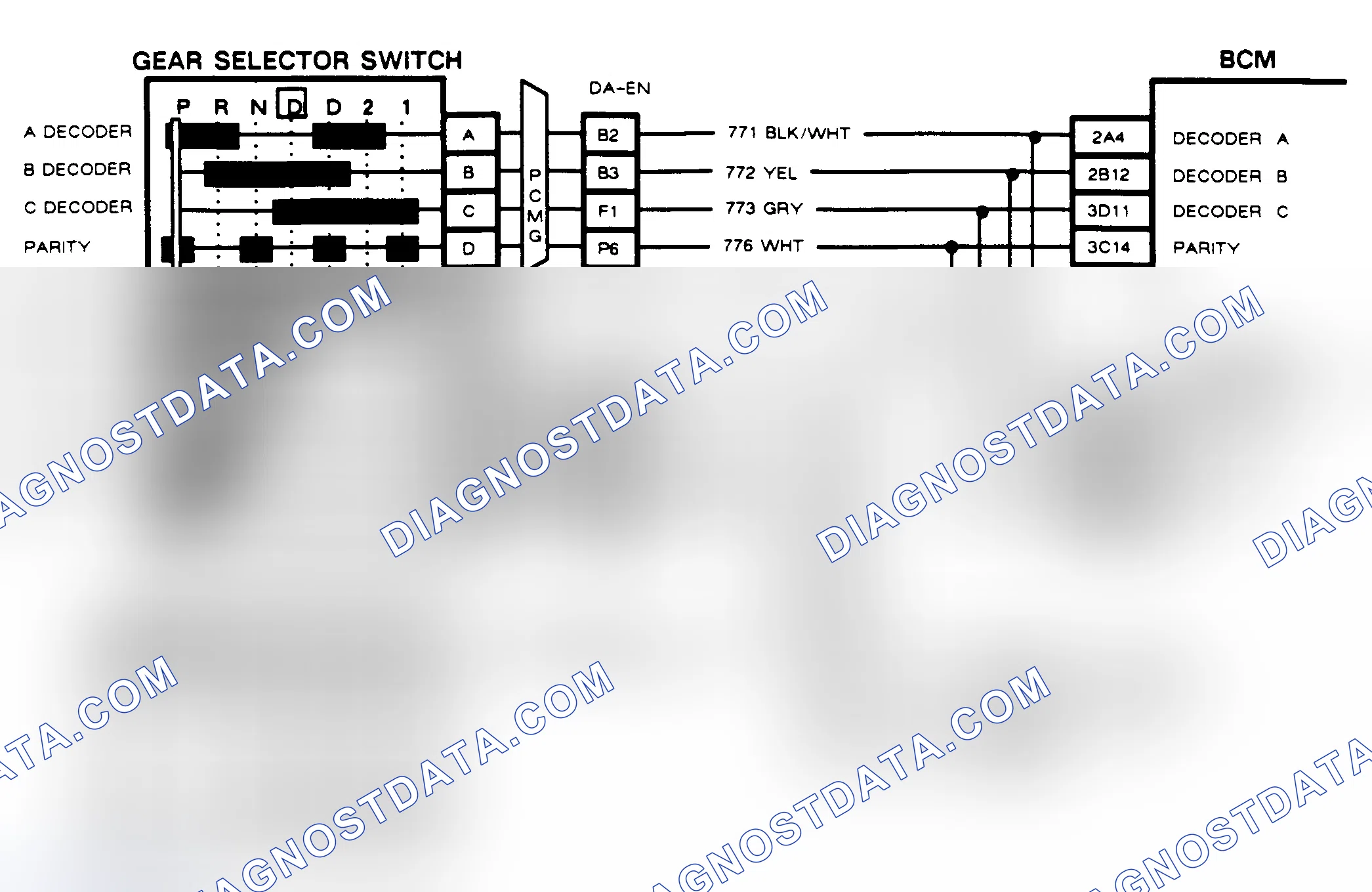 Scheme 116: CODE B127, GEAR SELECTOR SWITCH CIRCUIT