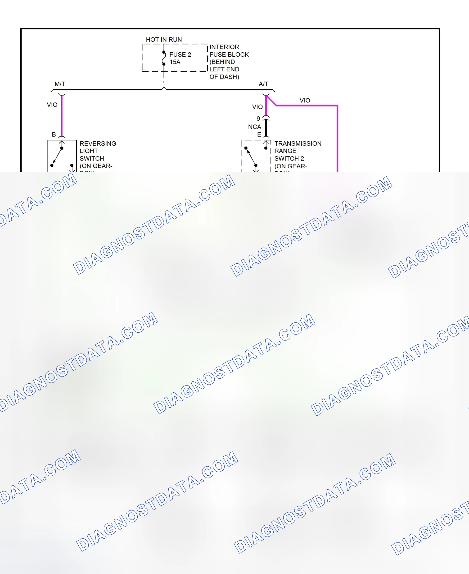 Fig. 2: Back-Up Lights Wiring Diagram (9-5 4-Door)