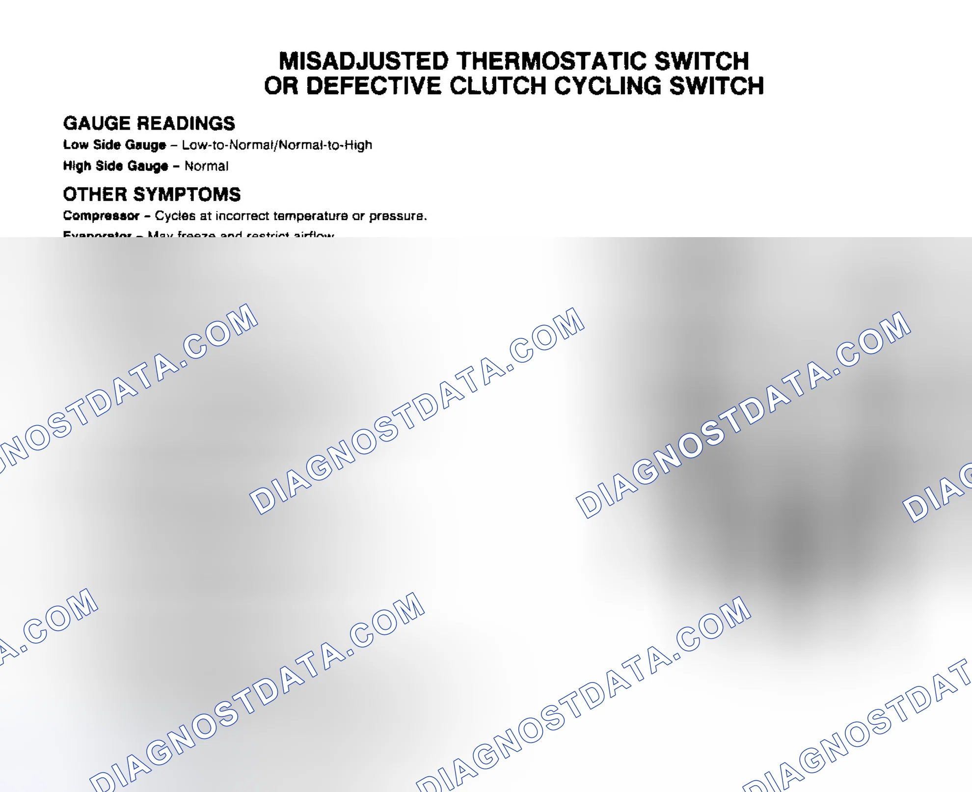 Scheme 3: Misadjusted Thermostatic Switch or Defective Clutch Cycling Switch Gauge Indications
